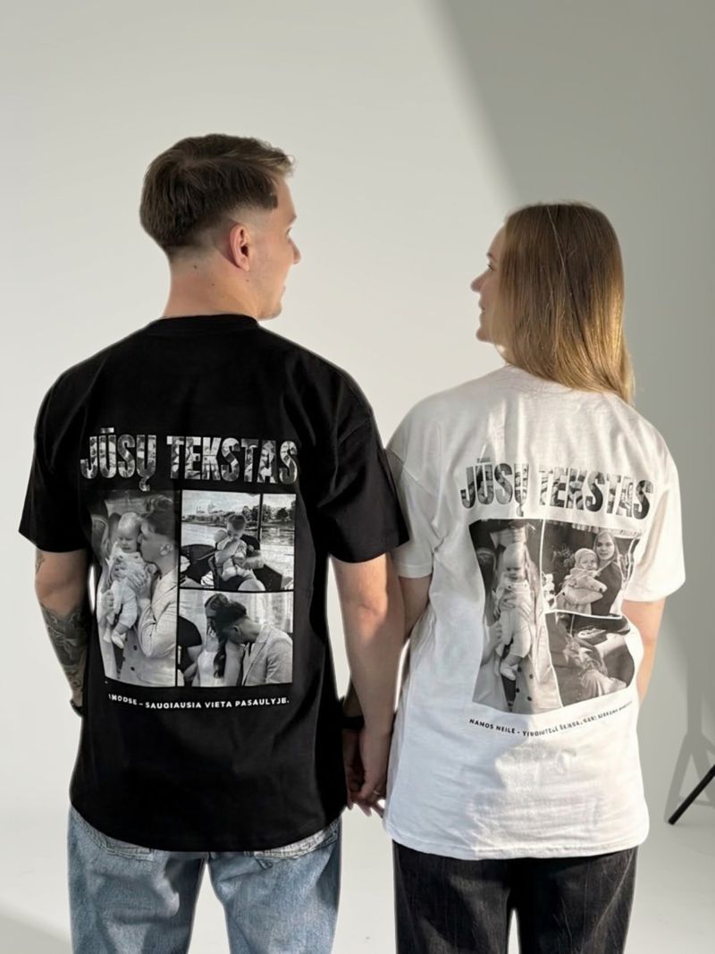 Personalizuoti marškinėliai su nuotraukomis ir jūsų tekstu