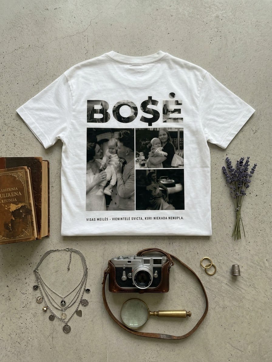Personalizuoti marškinėliai su nuotraukų koliažu "BO$Ė" - Image 2