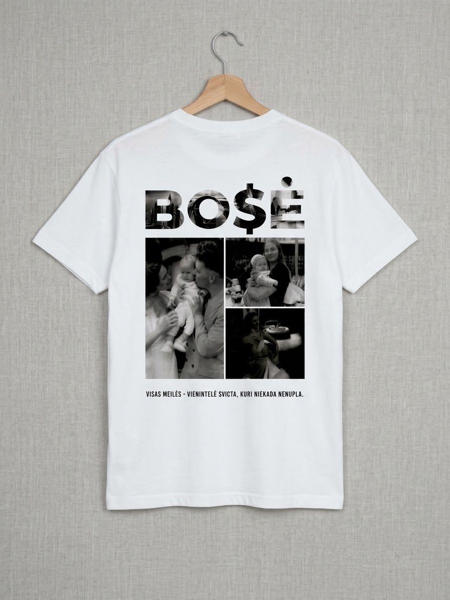 Personalizuoti marškinėliai su nuotraukų koliažu "BO$Ė" - Image 3