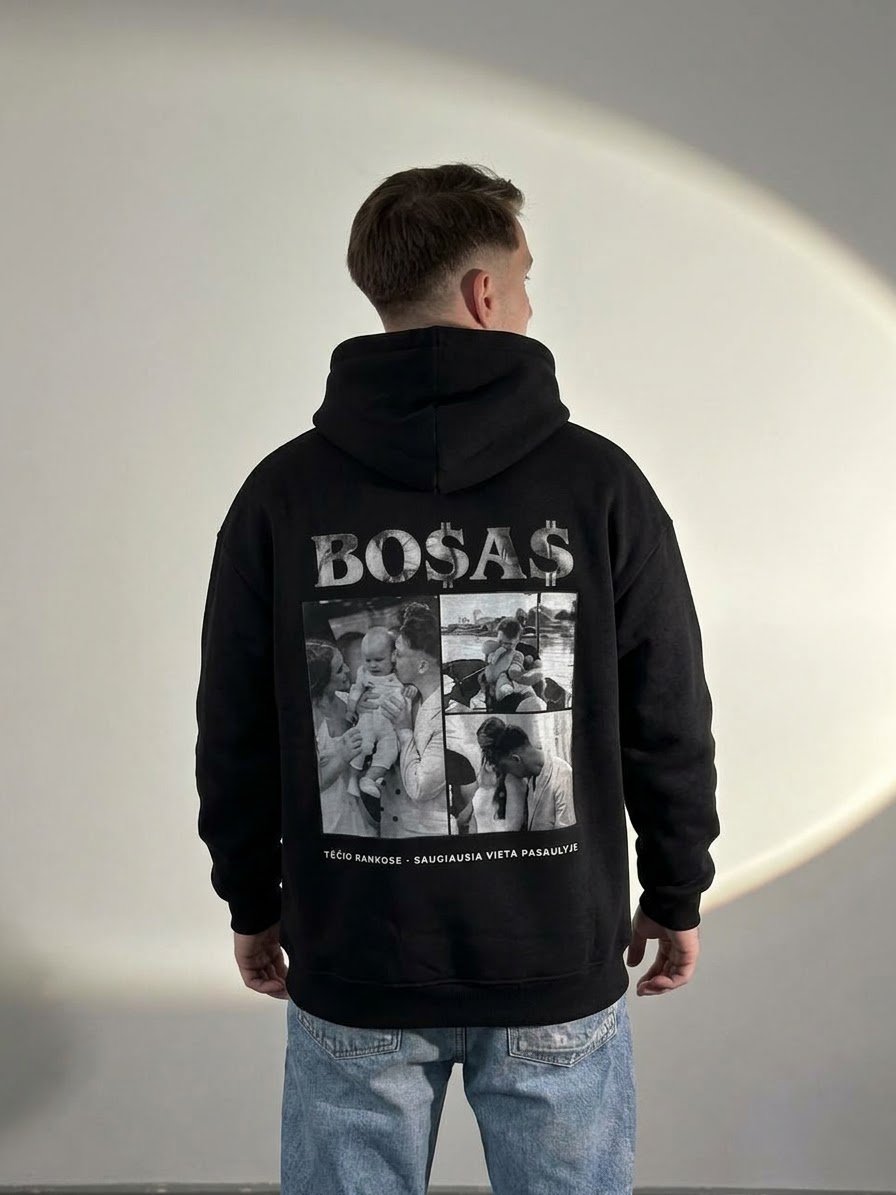 Personalizuotas megztinis su nuotraukų koliažu „BO$Ė“ - Image 2